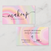 Carte De Visite Maquillage en marbre unicorne rose moderne (Devant / Derrière)