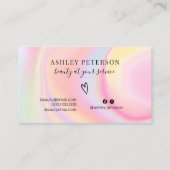 Carte De Visite Maquillage en marbre unicorne rose moderne (Dos)