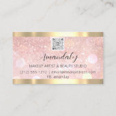 Carte De Visite Maquillage Esthétique Lash Nails QRCode Logo Rose (Dos)