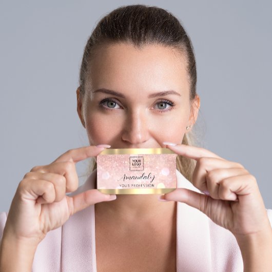 Carte De Visite Maquillage Esthétique Lash Nails QRCode Logo Rose