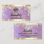 Carte De Visite Maquillage Esthétique Lash QR Logo Purple Drives (Devant / Derrière)
