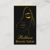 Carte De Visite Maquillage esthétique moderne et élégant noir & or (Devant)
