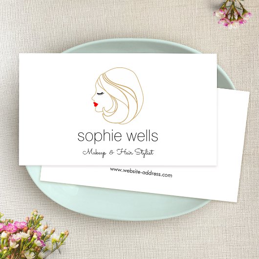 Carte De Visite Maquillage et cheveux Lash et lèvres fille