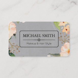 Carte De Visite Maquillage et coiffure Styliste Élégante Flore Vin