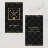 Carte De Visite Maquillage et noir de luxe d'or de coiffeur piqué (Devant / Derrière)