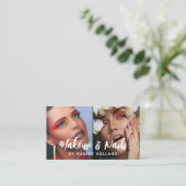 Carte De Visite Maquillage et ongles blanc Script 2 Photos (Debout devant)