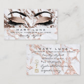 Carte De Visite Maquillage Eyebros Lashes Rose or marbre cuivre (Devant / Derrière)