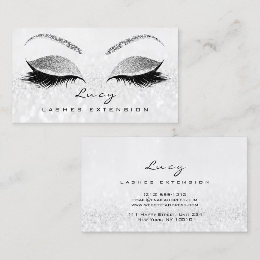 Carte De Visite Maquillage Eyebros Nom Lash Parties scintillant gr (Devant / Derrière)