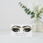 Carte De Visite Maquillage Eyebros yeux Lashes Blanc SPA or (Debout devant)