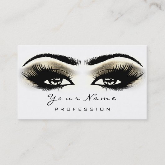 Carte De Visite Maquillage Eyebros yeux Lashes Blanc SPA or (Devant)