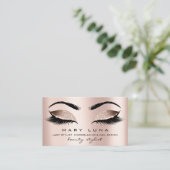 Carte De Visite Maquillage Eyebrosses Lashes Rose Or Rose Blanc (Debout devant)