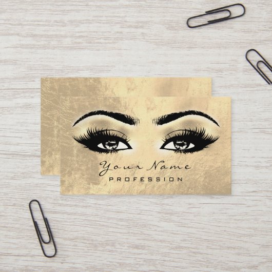 Carte De Visite Maquillage Eyebrow Eyes Lashes Browns Gold (Devant/Arrière en situation)