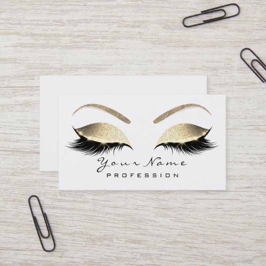 Carte De Visite Maquillage Eyebrow Eyes Lashes Parties scintillant (Devant/Arrière en situation)