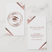 Carte De Visite Maquillage Eyebrow Eyes Lashes Rose Gold Floral (Devant / Derrière)