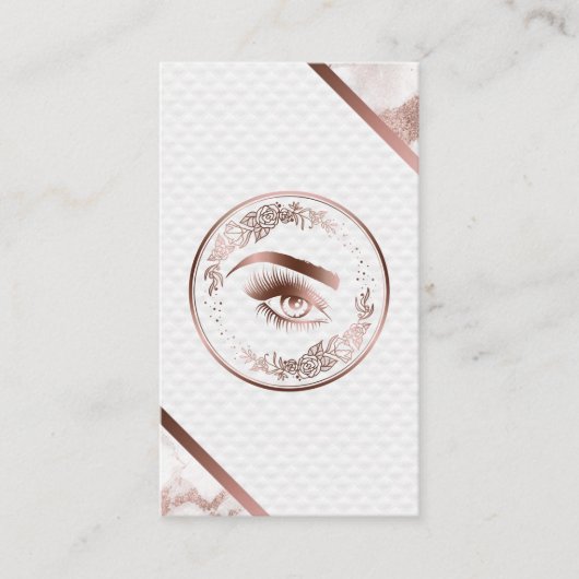 Carte De Visite Maquillage Eyebrow Eyes Lashes Rose Gold Floral (Devant)