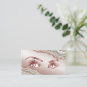 Carte De Visite Maquillage Eyebrow Eyes Lashes Rose Gold Marble Bu (Debout devant)