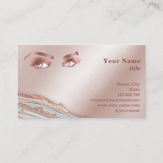 Carte De Visite Maquillage Eyebrow Eyes Lashes Rose Gold Marble Bu (Dos)