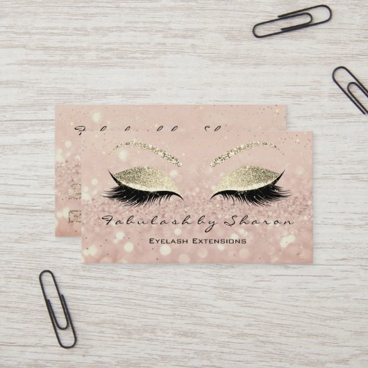 Carte De Visite Maquillage Eyebrow Lashes Extension Parties scinti (Devant/Arrière en situation)