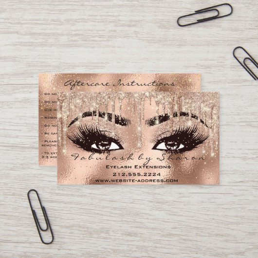 Carte De Visite Maquillage Eyebrow Lashes Parties scintillant Déch (Devant/Arrière en situation)