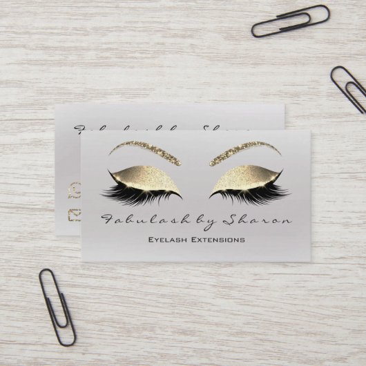 Carte De Visite Maquillage Eyebrow Lashes Parties scintillant Diam (Devant/Arrière en situation)