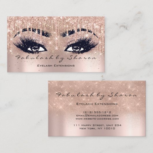 Carte De Visite Maquillage Eyebrow Lashes Parties scintillant Étin (Devant / Derrière)
