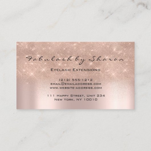 Carte De Visite Maquillage Eyebrow Lashes Parties scintillant Étin (Dos)