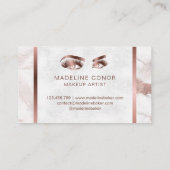 Carte De Visite Maquillage Eyebrow Oeil Lashes Rose Marbre Or Text (Dos)