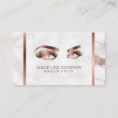 Carte De Visite Maquillage Eyebrow Oeil Lashes Rose Marbre Or Text (Devant)