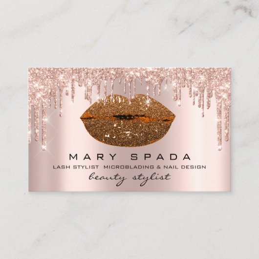 Carte De Visite Maquillage Eyebrows Lashes Roses Drips Kiss Lips H (Devant)