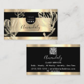 Carte De Visite Maquillage Eyelash Artiste Code QR Logo Black Gold (Devant / Derrière)