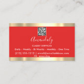 Carte De Visite Maquillage Eyelash Artiste QR Code Logo Red Gold F (Dos)