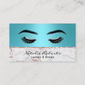 Carte De Visite Maquillage Eyelash Artiste Rose Turquoise Marbre O (Devant)