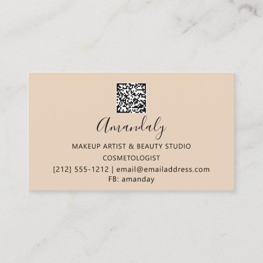 Carte De Visite Maquillage Eyelash Brow QR CODE Logo Microblade no (Dos)