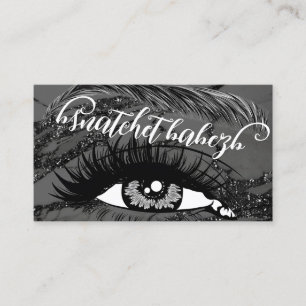 Carte De Visite Maquillage Eyelash Brows Logo QRCode Marbre noir
