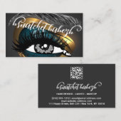 Carte De Visite Maquillage Eyelash Brows Microblading QR Code Gold (Devant / Derrière)