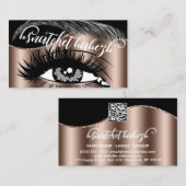 Carte De Visite Maquillage Eyelash Brows Microblading QR Code noir (Devant / Derrière)