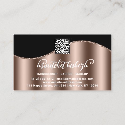 Carte De Visite Maquillage Eyelash Brows Microblading QR Code noir (Dos)