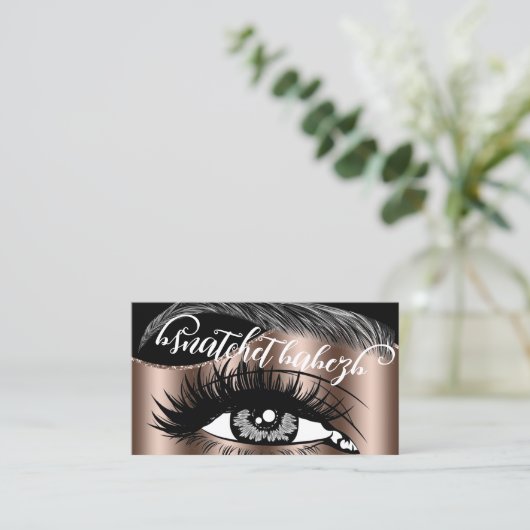 Carte De Visite Maquillage Eyelash Brows Microblading QR Code noir (Debout devant)