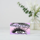 Carte De Visite Maquillage Eyelash Brows QRCode Logo Purple (Debout devant)