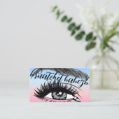 Carte De Visite Maquillage Eyelash Brows QRCode Logo Reimbow (Debout devant)