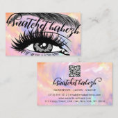 Carte De Visite Maquillage Eyelash Brows QRCode Logo rose (Devant / Derrière)
