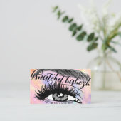Carte De Visite Maquillage Eyelash Brows QRCode Logo rose (Debout devant)