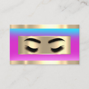 Carte De Visite Maquillage Eyelash Code QR Logo bleu rose