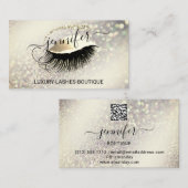 Carte De Visite Maquillage Eyelash Code QR Logo Parties scintillan (Devant / Derrière)