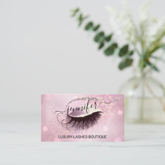 Carte De Visite Maquillage Eyelash Code QR Logo Parties scintillan (Debout devant)