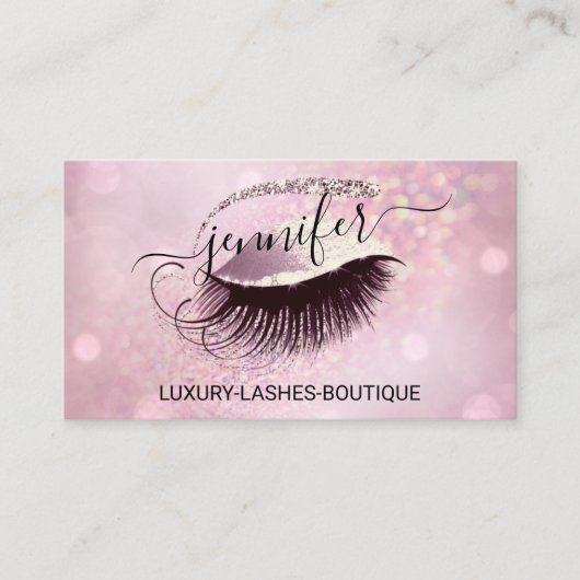 Carte De Visite Maquillage Eyelash Code QR Logo Parties scintillan (Devant)