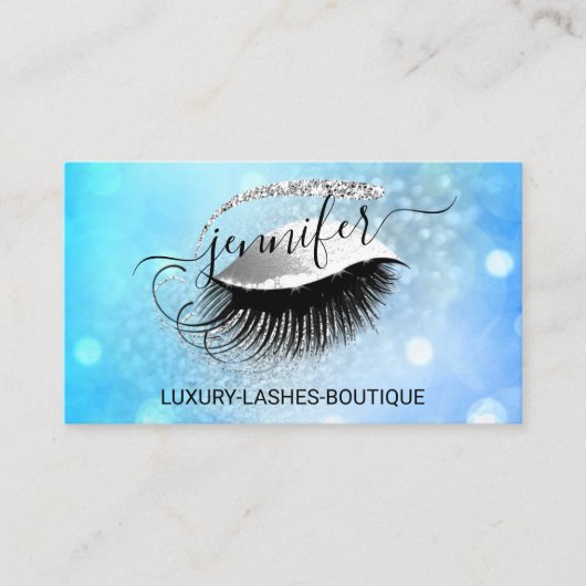 Carte De Visite Maquillage Eyelash Code QR Logo Parties scintillan (Devant)