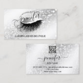 Carte De Visite Maquillage Eyelash Code QR Logo Parties scintillan (Devant / Derrière)