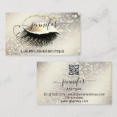 Carte De Visite Maquillage Eyelash Code QR Logo Parties scintillan (Devant / Derrière)