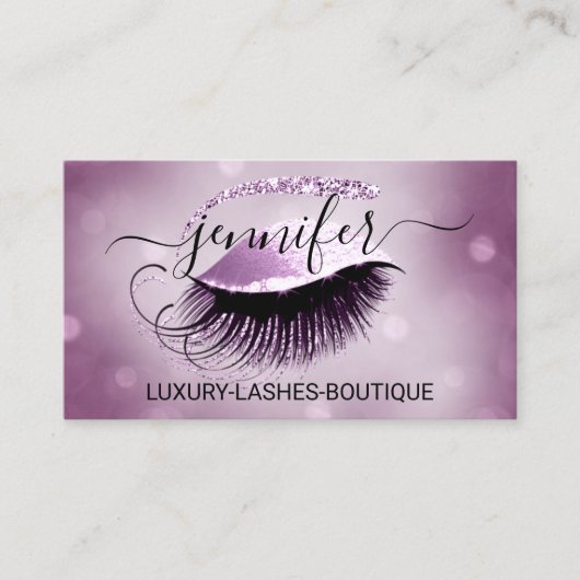 Carte De Visite Maquillage Eyelash Code QR Logo Parties scintillan (Devant)
